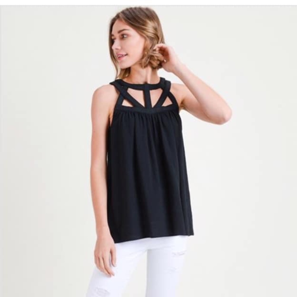 Cotton black sleeveless top